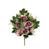 Lot de 6 - Demi-buisson artificiel rose et cymbidium X12, 56 cm - violet lilas 
