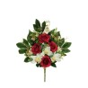 Lot de 6 - Demi-buisson artificiel rose et cymbidium X12, 56 cm - rouge blanc 