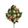 Lot de 6 - Demi-buisson artificiel de mini-roses X11, 56 cm - saumon crème 