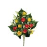 Lot de 6 - Demi-buisson artificiel de mini-roses X11, 56 cm - jaune orange 