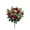 Lot de 6 - Buisson artificiel de mini-roses X11, 49 cm - rouge 