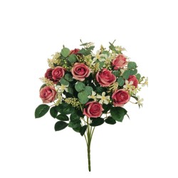 Lot de 6 - Buisson artificiel de mini-roses X11, 49 cm - mauve 