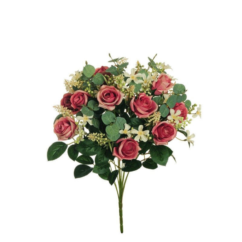 Lot de 6 - Buisson artificiel de mini-roses X11, 49 cm - mauve 
