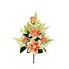 Lot de 12 - Demi-buisson artificiel lys tigré et boutons de rose X7, 42 cm - orange 