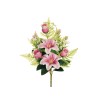 Lot de 12 - Demi-buisson artificiel lys tigré et boutons de rose X7, 42 cm - rose 