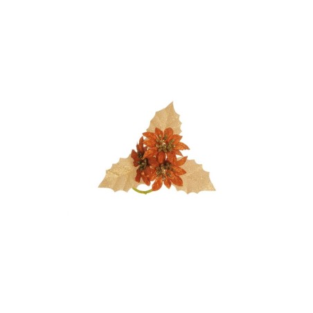 Lot de 72 - Couronne de bougie artificielle mini poinsettia et houx 