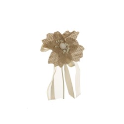 Lot de 144 - Pic artificiel d'hellébore en jute, 13 cm - sable 