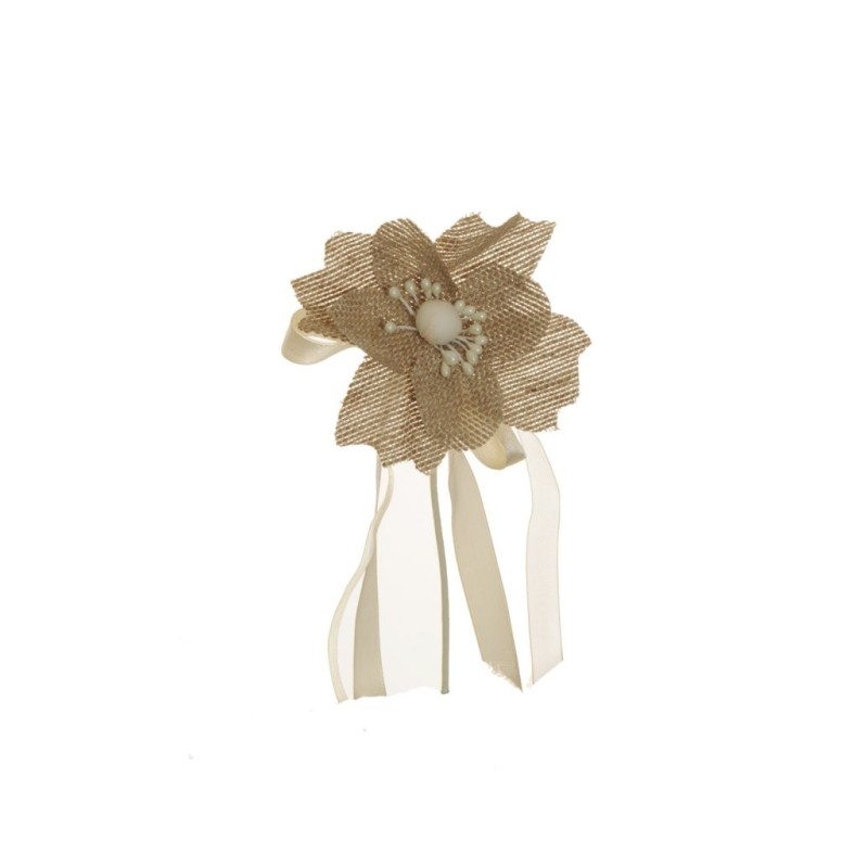 Lot de 144 - Pic artificiel d'hellébore en jute, 13 cm - sable 