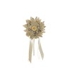 Lot de 144 - Pic artificiel d'hélianthus en jute vintage, 12 cm - sable imprimé 