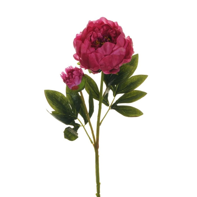 Lot de 12 - Tige artificielle de pivoine X2, 66 cm - fuchsia 