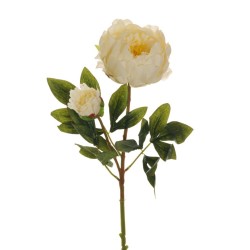 Lot de 12 - Tige artificielle de pivoine X2, 66 cm - crème 