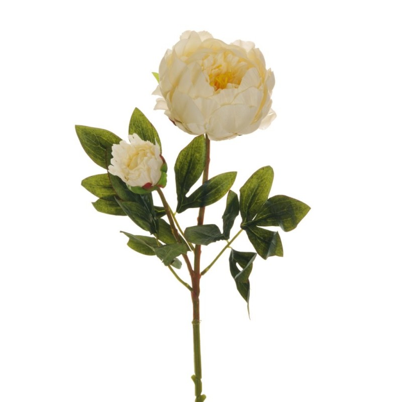 Lot de 12 - Tige artificielle de pivoine X2, 66 cm - crème 