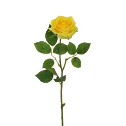 Lot de 24 - Rose Equateur artificielle, 65 cm - jaune 