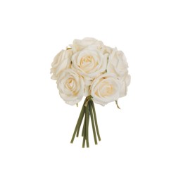 Lot de 12 - Bouquet artificiel de roses bridal X9, 25 cm - crème 