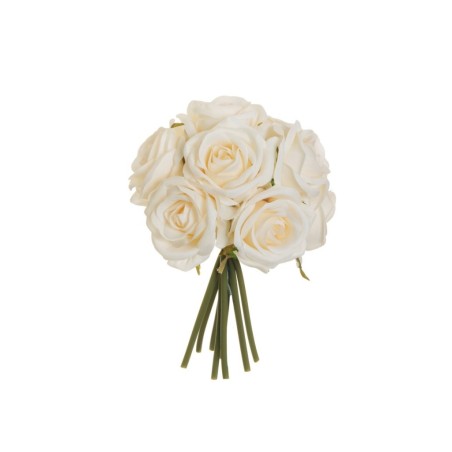 Lot de 12 - Bouquet artificiel de roses bridal X9, 25 cm - crème 