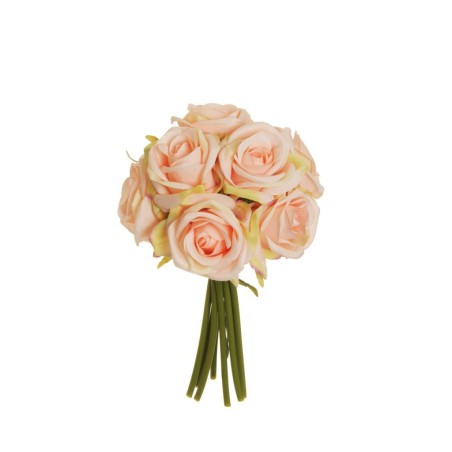 Lot de 12 - Bouquet artificiel de roses bridal X9, 25 cm - saumon clair 