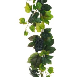 Lot de 6 - Guirlande artificielle de raisins X4, 190 cm - vert noir 