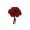 Lot de 12 - Bouquet artificiel de roses bridal X9, 25 cm - rouge 