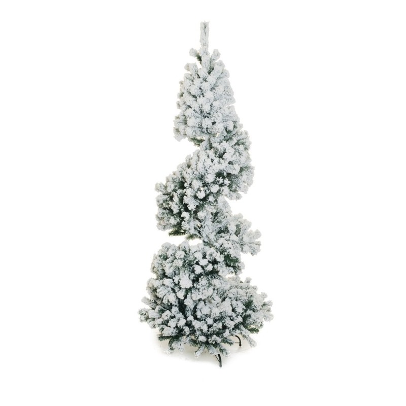 Sapin de Noël artificiel Marmolada spirale enneigé, 210 cm - blanc 