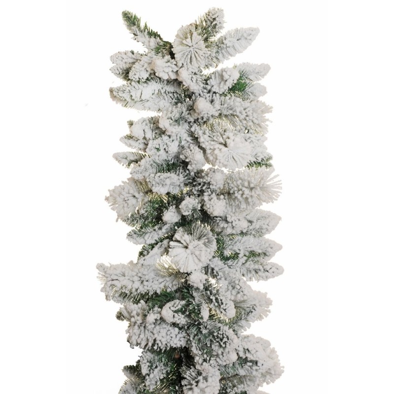 Lot de 4 - Guirlande artificielle de pin enneigée, 270 cm - blanc 