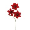 Lot de 36 - Tige artificielle de poinsettia velours X3, 60 cm - rouge 