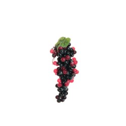 Lot de 12 - Mini grappe artificielle de raisins ronds X148, 19 cm - bordeaux 