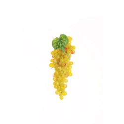 Lot de 12 - Mini grappe artificielle de raisins ronds X148, 19 cm - moutarde 