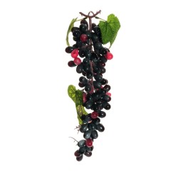 Lot de 6 - Grappe artificielle de raisins allongés X115, 34 cm - bordeaux 