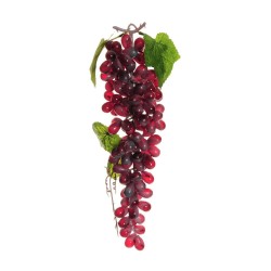 Lot de 6 - Grappe artificielle de raisins allongés X115, 34 cm - rouge 