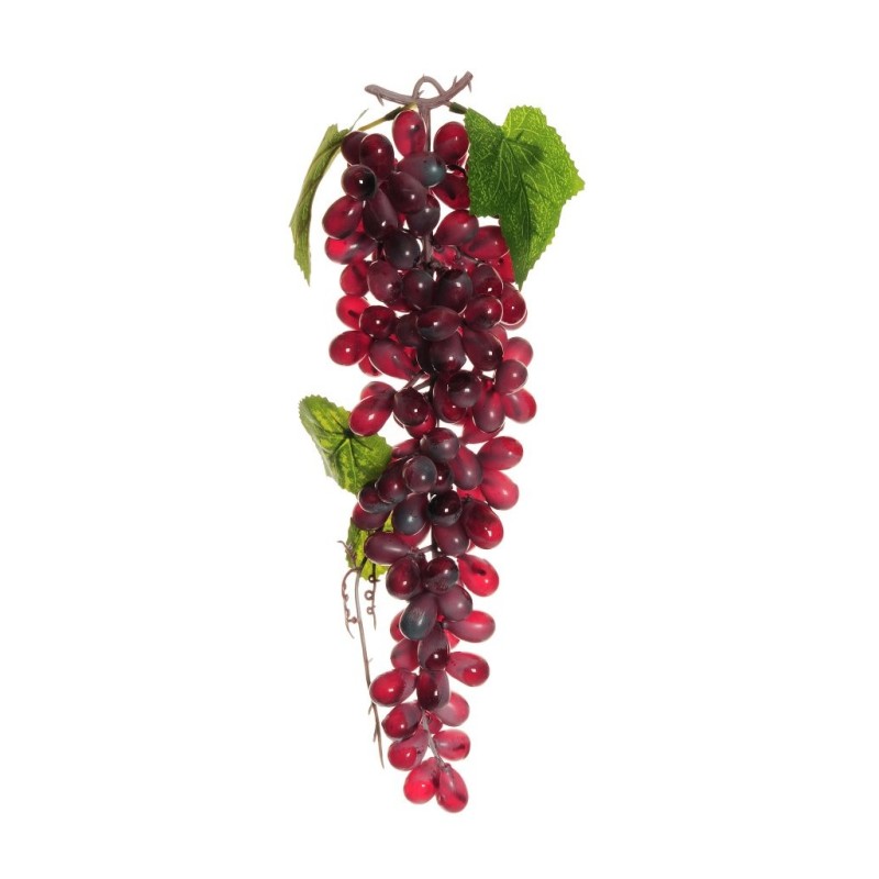 Lot de 6 - Grappe artificielle de raisins allongés X115, 34 cm - rouge 