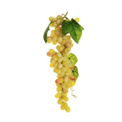Lot de 6 - Grappe artificielle de raisins allongés X115, 34 cm - moutarde 