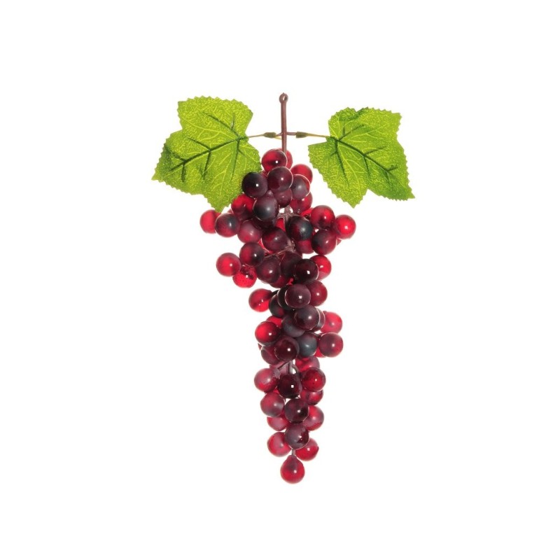 Lot de 12 - Grappe artificielle de raisins ronds X85, 29 cm - rouge 