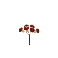 Lot de 96 - Bouquet pic artificiel de champignons X6, 10,5 cm - rouge 