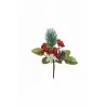 Lot de 96 - Pic artificiel pin, baies, edelweiss et pomme de pin, 13 cm - rouge 