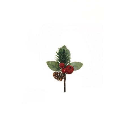 Lot de 96 - Pic artificiel pin, baies, pomme et pomme de pin, 11,5 cm - rouge 