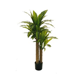 Lot de 2 - Plante artificielle de dracaena toucher réel en pot, 110 cm - vert 