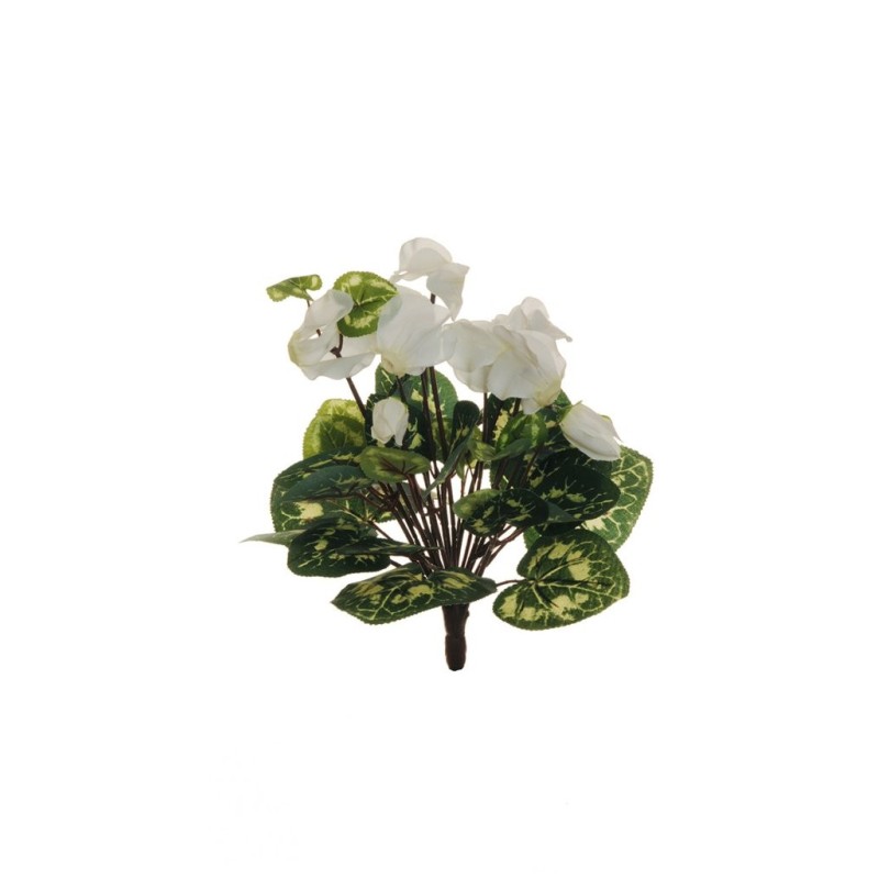 Lot de 24 - Buisson artificiel de cyclamen X10, 29 cm - blanc 