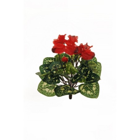 Lot de 24 - Buisson artificiel de cyclamen X10, 29 cm - rouge 