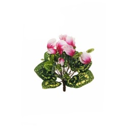 Lot de 24 - Buisson artificiel de cyclamen X10, 29 cm - blanc fuchsia 