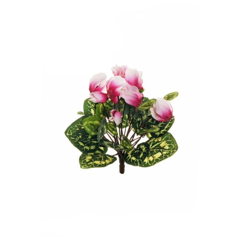 Lot de 24 - Buisson artificiel de cyclamen X10, 29 cm - blanc fuchsia 