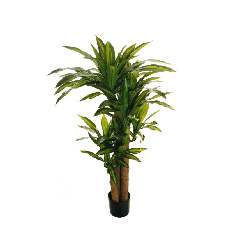 Lot de 2 - Plante artificielle de dracaena toucher réel en pot, 129 cm - vert 