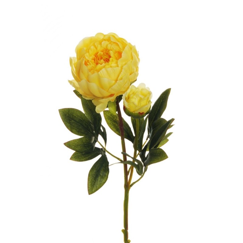 Lot de 12 - Tige artificielle de pivoine X2, 66 cm - jaune 
