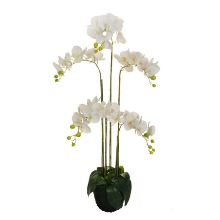Plante artificielle d'orchidée Phalaenopsis toucher réel, 125 cm - blanc 