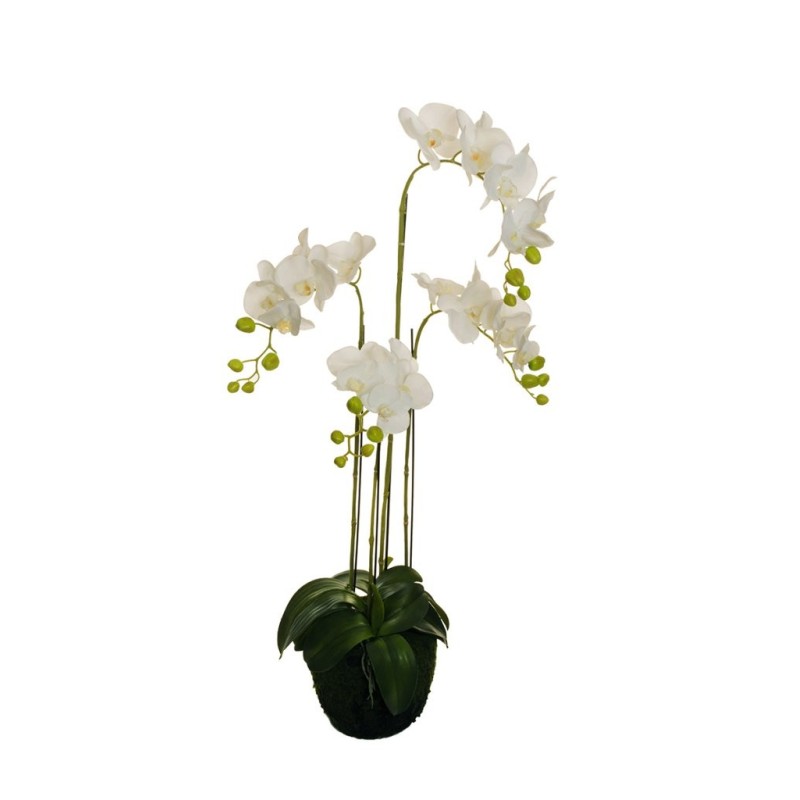 Plante artificielle d'orchidée Phalaenopsis toucher réel, 108 cm - blanc 