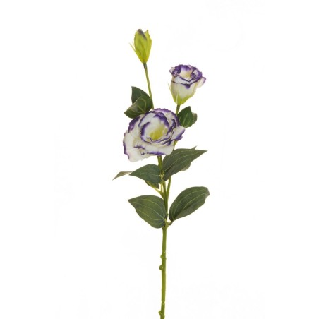 Lot de 36 - Tige artificielle de lisianthus floquée X2, 71 cm - crème violet 