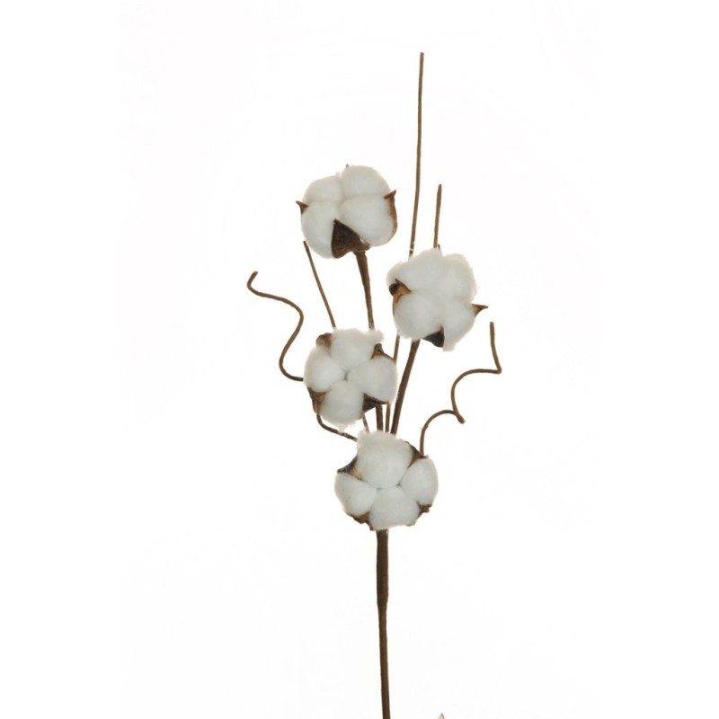 Lot de 24 - Tige artificielle de coton naturel, 43,5 cm - blanc 