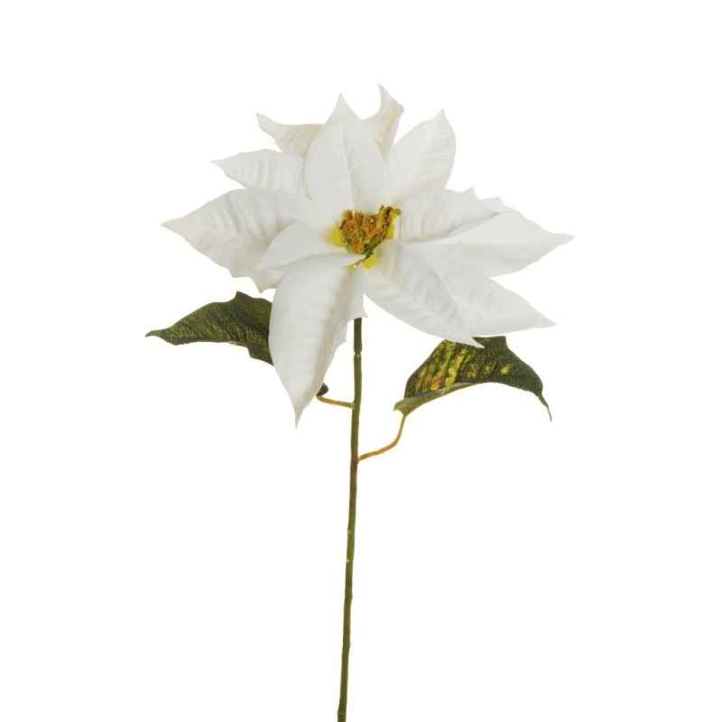 Lot de 12 - Poinsettia artificiel velours, 80 cm - blanc 