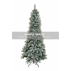 Sapin de Noël artificiel Canazei slim enneigé ignifugé lumineux 210 LED, 150 cm - vert floqué 