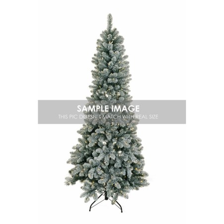 Sapin de Noël artificiel Canazei slim enneigé ignifugé lumineux 210 LED, 150 cm - vert floqué 