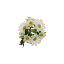 Lot de 24 - Couronne de bougie artificielle marguerites et ruban, D. 11 cm - blanc 